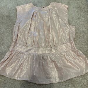 By Anthropologie Metallic Pink Peplum top size 1X NWT